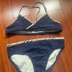 Burberry Navy and Beige Bikini Set